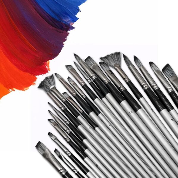 24PCS Acrylic Paint Brushes Roll Set