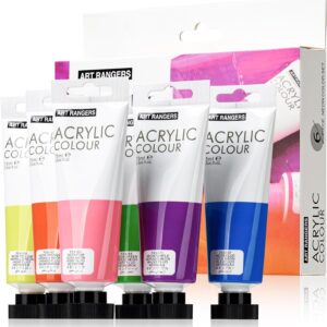 6 Acrylic Paint Art Supplies Set,75 ml Tubes,Fluorescent Color
