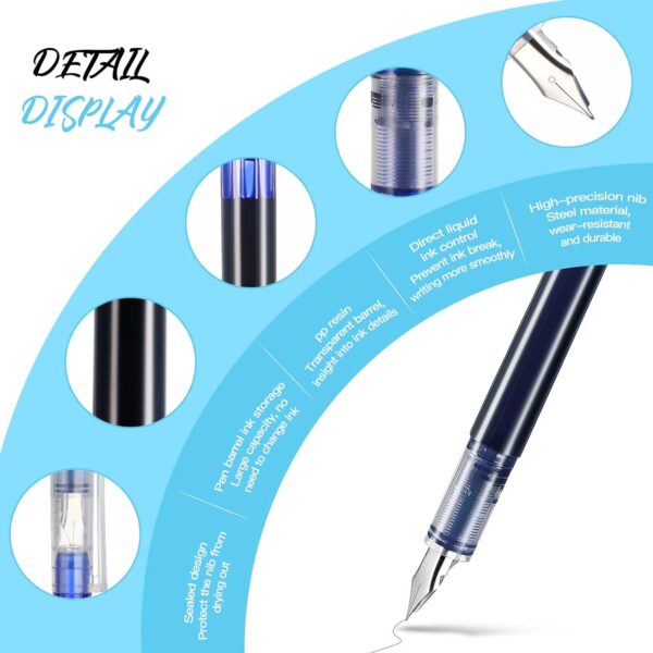 16 Pieces Colored Ink Disposable Fountain Pens Extra Fine Point Nib