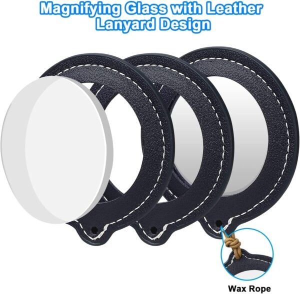 3Pcs Leather Necklace Magnifying Glass for Seniors & Kids
