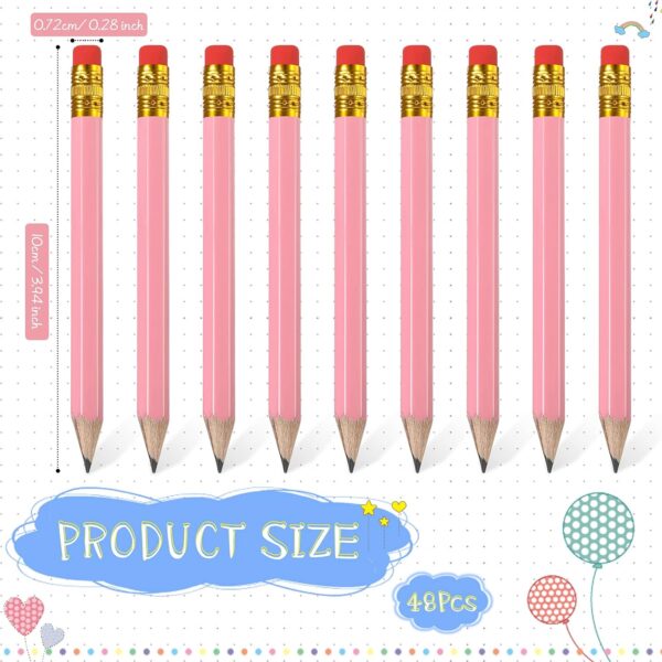 48 Pieces Golf Short Pencils with Eraser for Kids