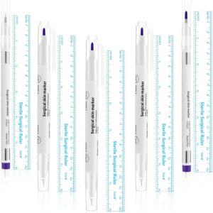 5 Pieces Tattoo Tip Skin Marker Pens with Paper Ruler