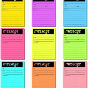 9pcs Telephone Message Sticky Notes Pads 4 x 5 Inch (Fluorescent Colors)