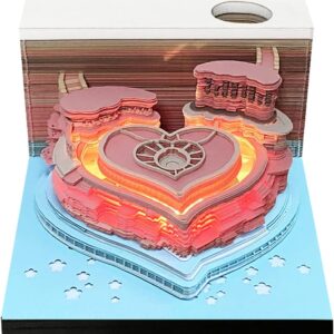 Fortress of Love,3D Memo Pad,Castle Buildings,Pink