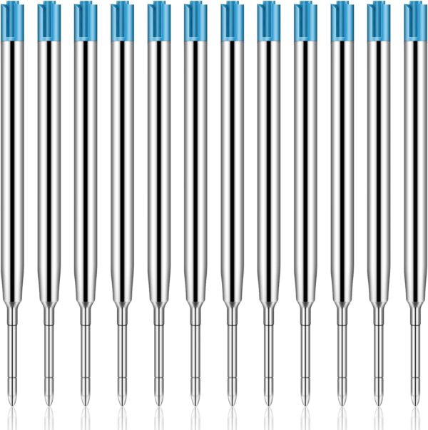 12pcs Metal Ballpoint Pen Refills Black Blue Ink 1.0mm