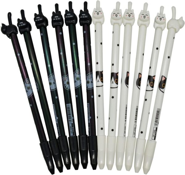 12PCS Cat Tail Cat Face Gel Pens