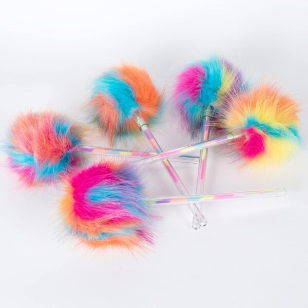 12 Pack Rainbow Color Pompom Gel Pens for Girls and Children