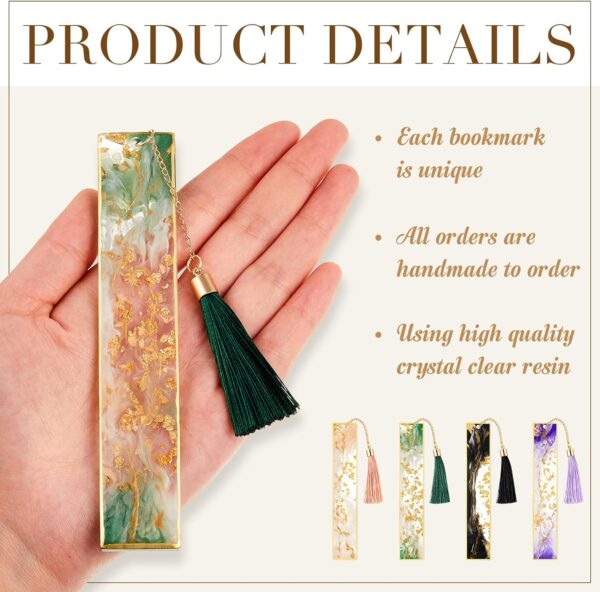 4Pcs Handmade Resin Bookmarks with Tassels