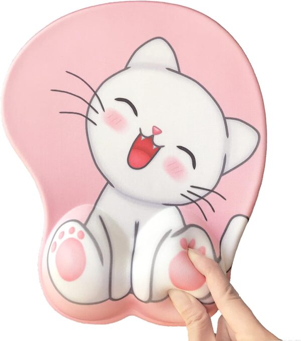 Cute Cat Mouse Pad with Grgonomic Wrist Rest Support