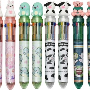 8PCS Multicolor Ballpoint Pen 10-in-1 Animal Retractable Pens