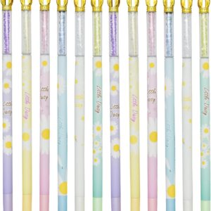 12PCS Fancy Floral Crown Gel Pens 0.5mm Black Ink