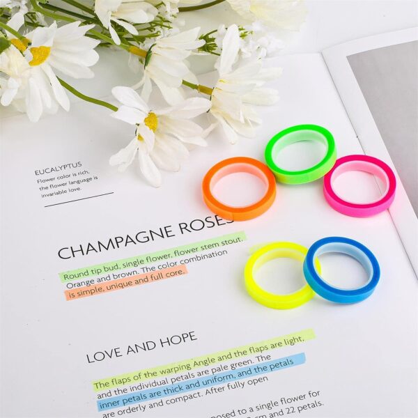 10 Rolls Removable 5 Color Highlighter Tapes for Students Teachers
