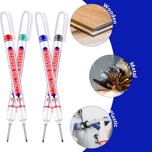 24Pcs Deep Hole Marker Pens 20mm Deep Drill Hole Long Nib Marker