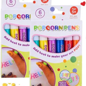 DIY Bubble Popcorn Drawing Pens,6 Color Magic Puffy Pens 2 Pack