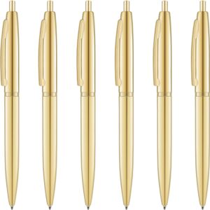 6 Pack Gold Click Ballpoint Pens - Black ink Medium Point