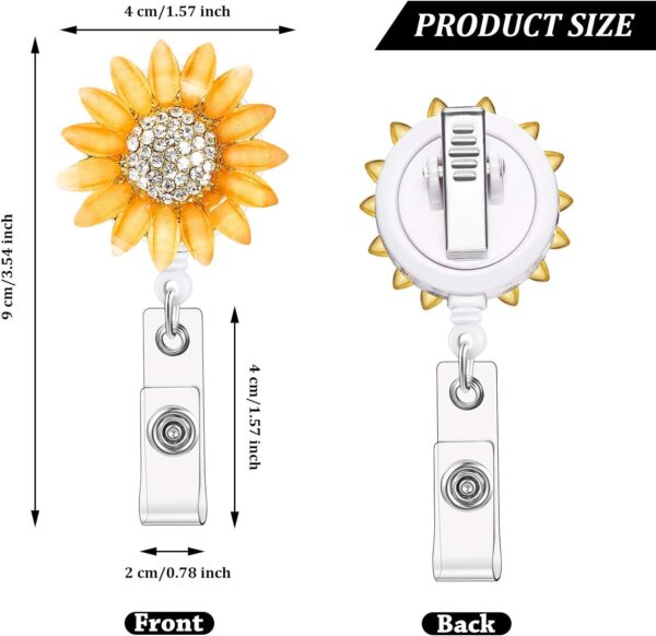 Retractable Sunflower Badge Reel Holder with Alligator Clip 2 Pack