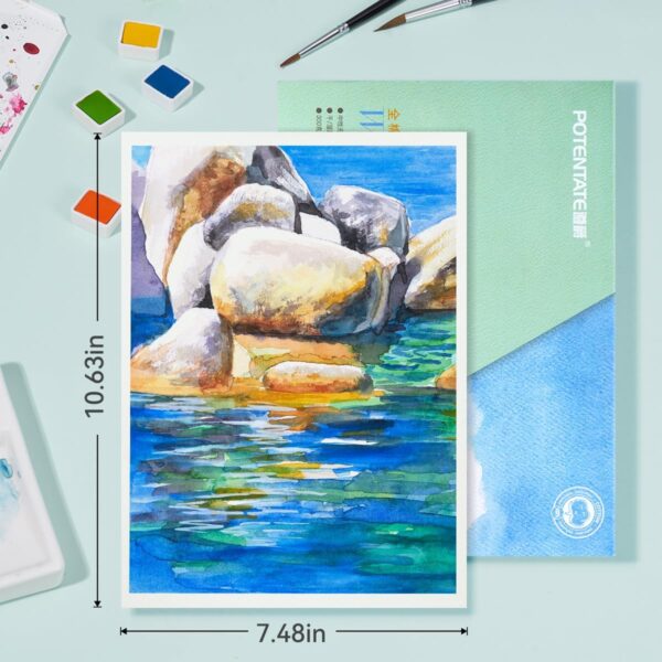 POTENTATE Watercolor Paper Block,100% Cotton,20 Sheets