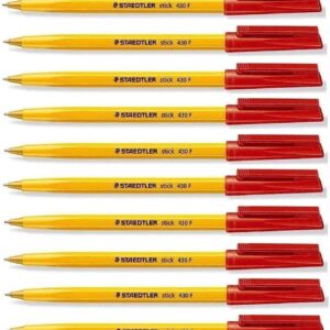 Staedtler Stick 430 F Ballpoint Pen 0.3mm Fine Point,10 Pack