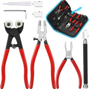 8Pcs Glass Mosaic Cutter Kits,Nipper,Plier,Hex Wrench,Oil Dispenser