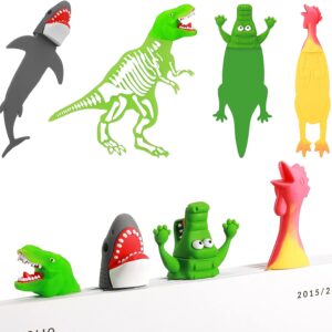 4Pcs Luminous Dinosaur Shark Crocodile Chicken Bookmarks