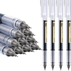 12Pcs Rolling Ball Pens Quick-Drying Liquid Ink 0.5 mm Extra Fine Point
