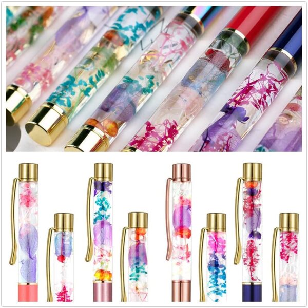 10 Color Metal Ballpoint Pens with Herbarium Floral