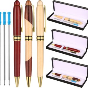 9 Pieces Wooden Ballpoint Pens with Refills Packing Boxes Writing Set