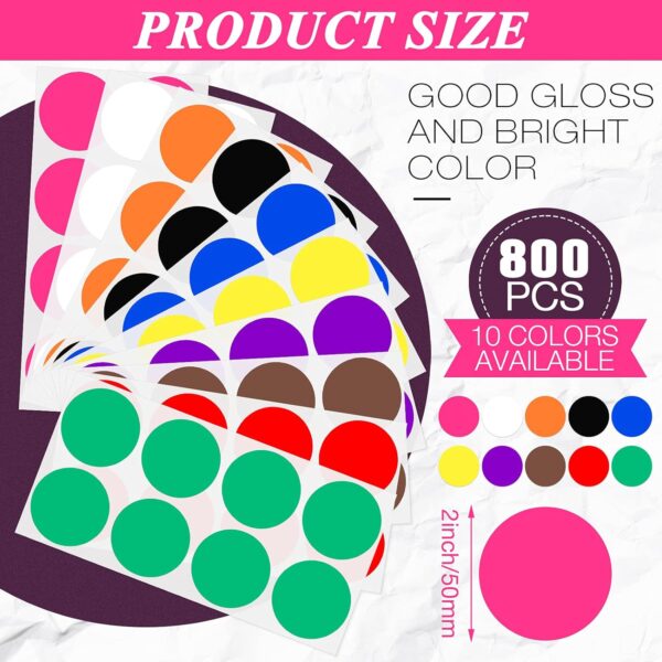 2 Inch Round Color Coding Stickers Circle Dot Labels Self-Adhesive