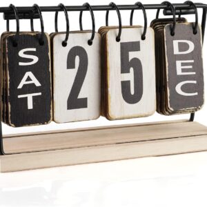 Office Desk Calendar Wooden Metal Flip Perpetual Monthly Weekly