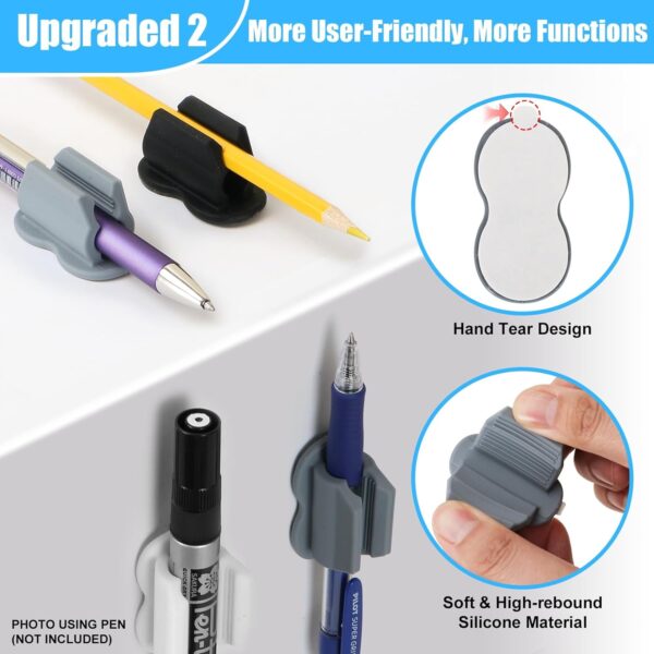 6 Pack Adhesive Pencil Pen Holder for Desk & Wall - Image 3