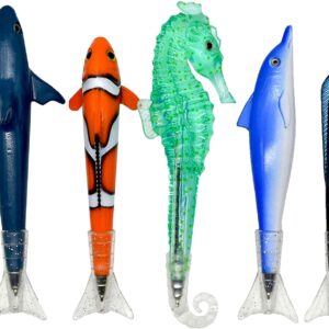5PCS Clownfish Shark Sea Horse Dolphin Pens Sea Animal Ballpoint Pens