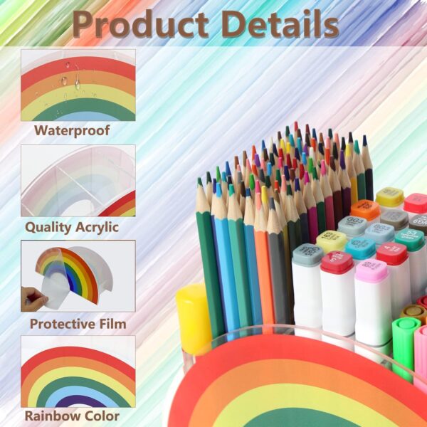Rainbow Acrylic Pen Pencil Holder Clear Desk Organizer