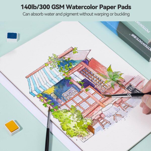 POTENTATE Watercolor Paper Block,100% Cotton,20 Sheets