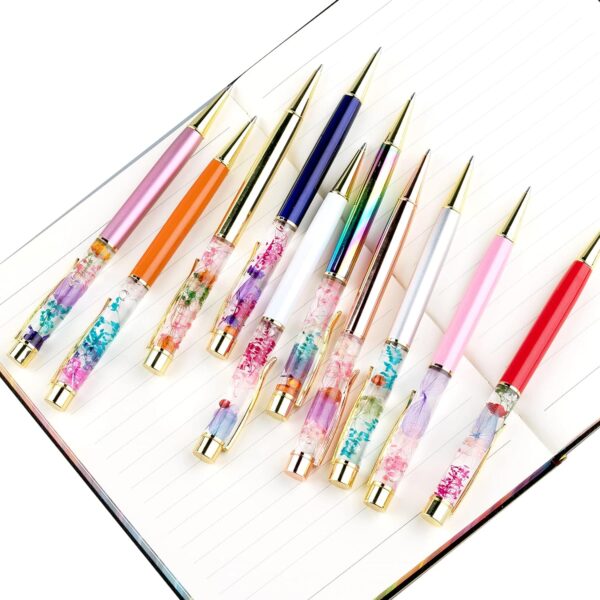 10 Color Metal Ballpoint Pens with Herbarium Floral