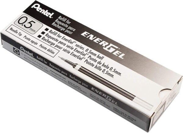 Pentel Refill Ink for EnerGel Gel Pen,0.5mm,Needle Tip,Box of 12