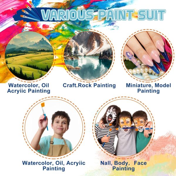 20pcs Big Paint Art Brushes with Wooden Handle for Acrylic Watercolor