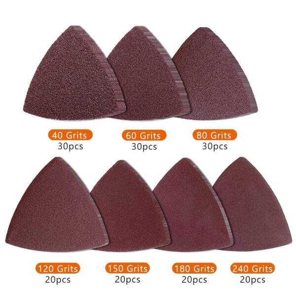 170PCS Hook and Loop Triangle Sandpaper for 3-1/8 Inch