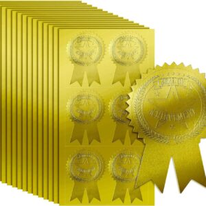 200Pcs Ribbon Embossed Seal and Gold Foil Certificate Stickers