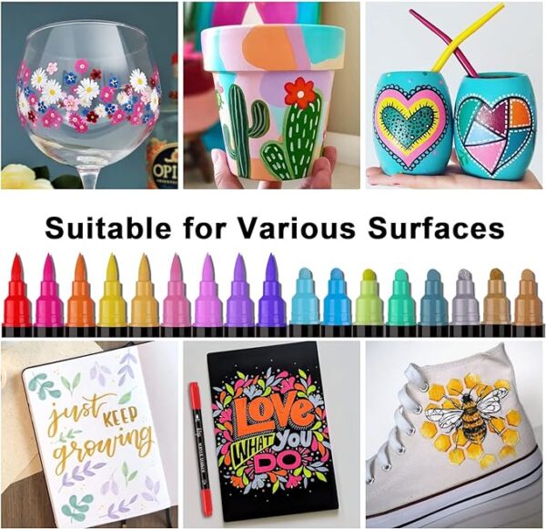 36 Colors Acrylic Paint Bursh Marker Dual Tip Pens