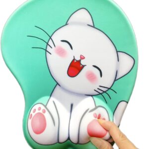 Cute Cat Mouse Pad with Grgonomic Wrist Rest Support