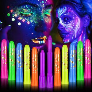 12Pcs Glow in The Black Light Dark Face Body Paint