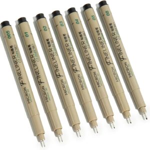 M&G 7Pcs Black Archival Ink Micron Fineliner Pens