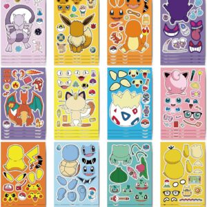 12 Sheets Pokemon Anime Stickers Kids DIY
