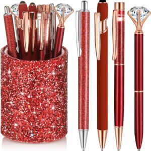8Pcs Crystal Glitter Ballpoint Pens with Pen Holder for Desk Organizer