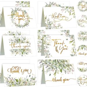 72 Pieces Watercolor Thank You Cards with Envelopes and Stickers Set
