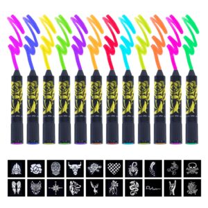 12 Color Neon Glow In The Dark UV Paint Crayons & Face Paint Kit