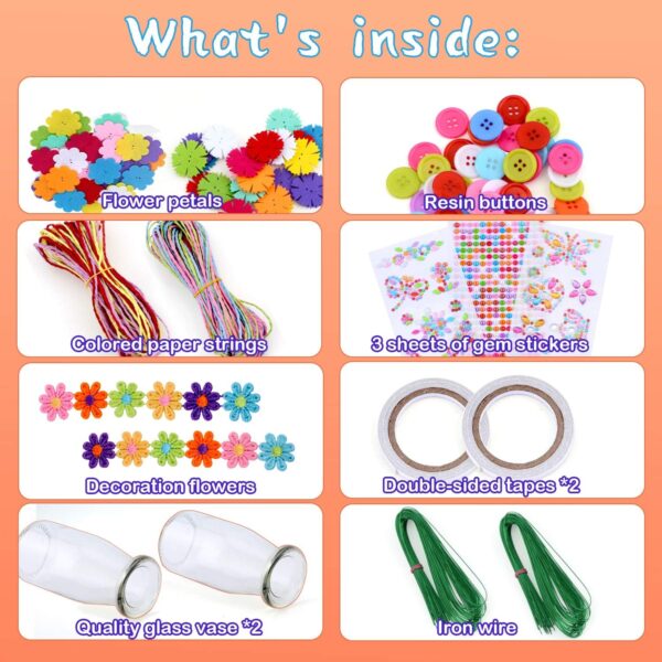 Make Your Own Flower Bouquet with Buttons Felt Vase Art Craft - Image 2