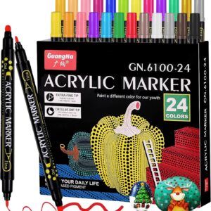 Guangna 24 Colors Dual Tip Acrylic Paint Markers