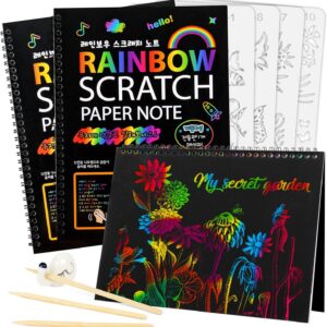 3 Pack Rainbow Scratch Art Paper Notebooks for Kids Arts Crafts