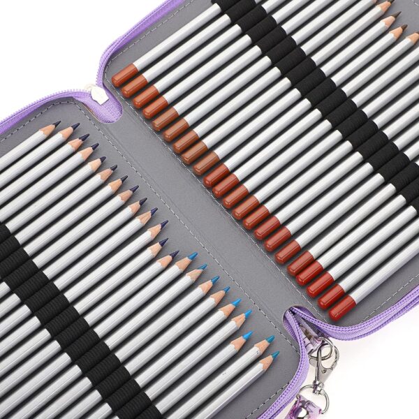 120 Slots Colored Pencil Case Purple Flower